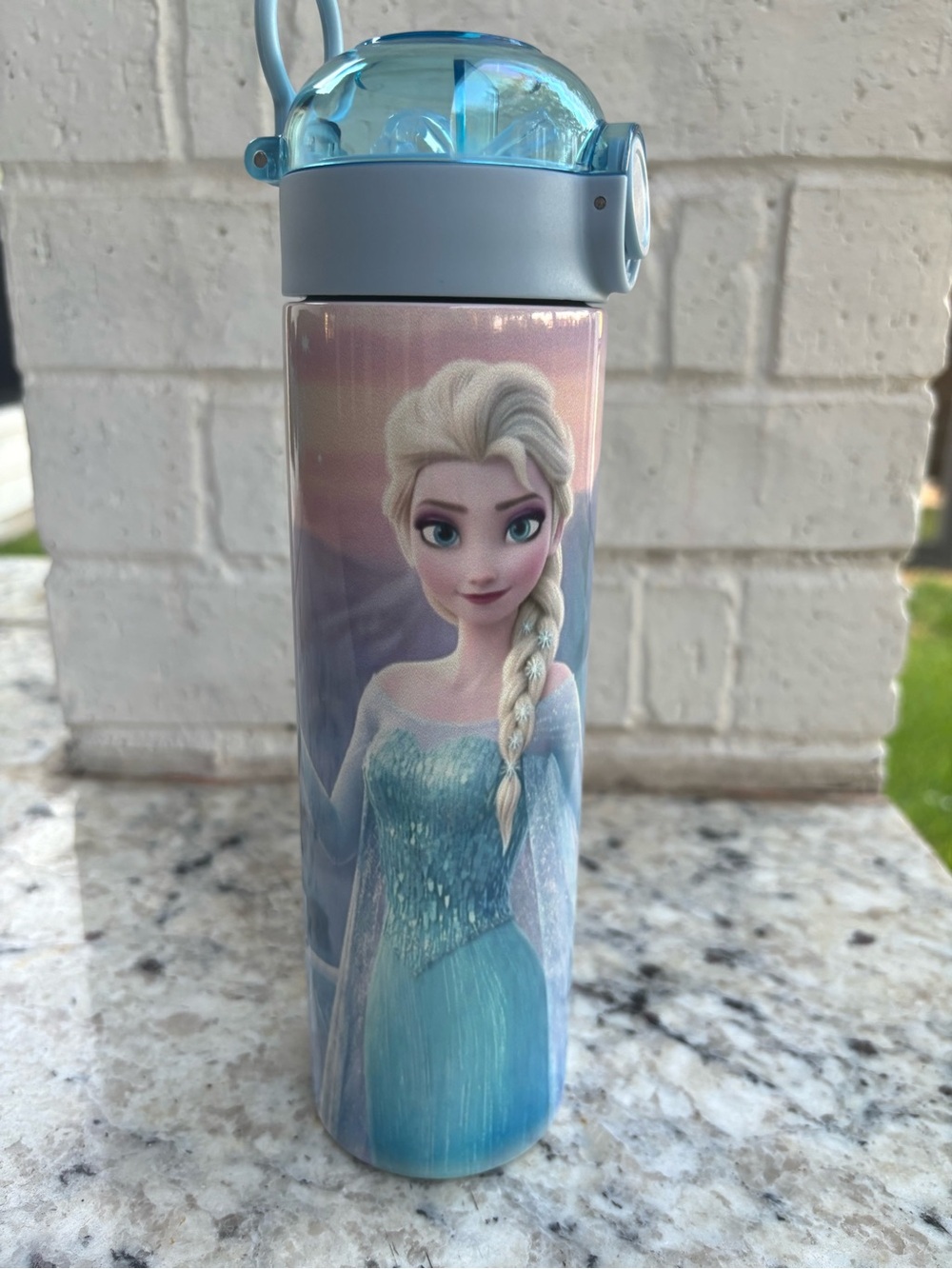 Elsa Blue Stainless Steel Kids Water Bottle - Frozen Theme 16oz